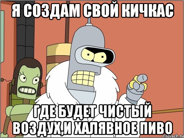 Я создам свой кичкас где будет чистый воздух,и халявное пиво, Мем Бендер