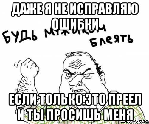 даже я не исправляю ошибки если только это преел и ты просишь меня, Мем блять