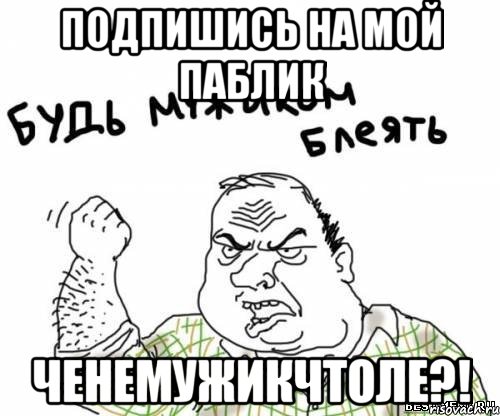 подпишись на мой паблик ченемужикчтоле?!, Мем блять
