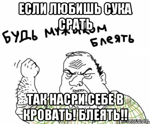 Если любишь сука срать Так насри себе в кровать! Блеять!!, Мем блять