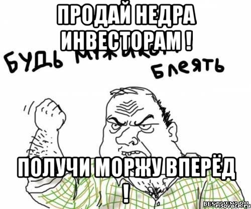 Продай недра инвесторам ! Получи моржу вперёд !, Мем блять
