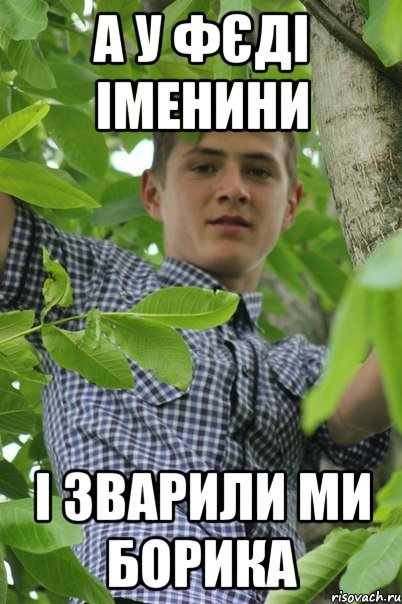 А у Фєді іменини І зварили ми Борика