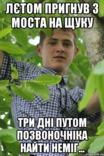 лєтом пригнув з моста на щуку три дні путом позвоночніка найти неміг...