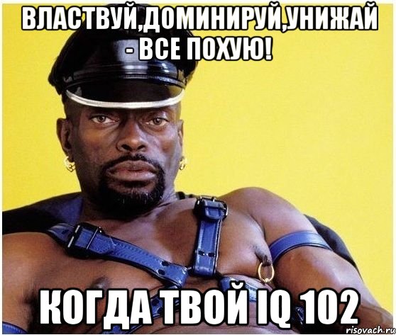 Властвуй,доминируй,унижай - все похую! Когда твой IQ 102, Мем Черный властелин