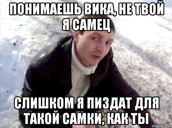 ПОНИМАЕШЬ ВИКА, НЕ ТВОЙ Я САМЕЦ СЛИШКОМ Я ПИЗДАТ ДЛЯ ТАКОЙ САМКИ, КАК ТЫ, Мем Четко