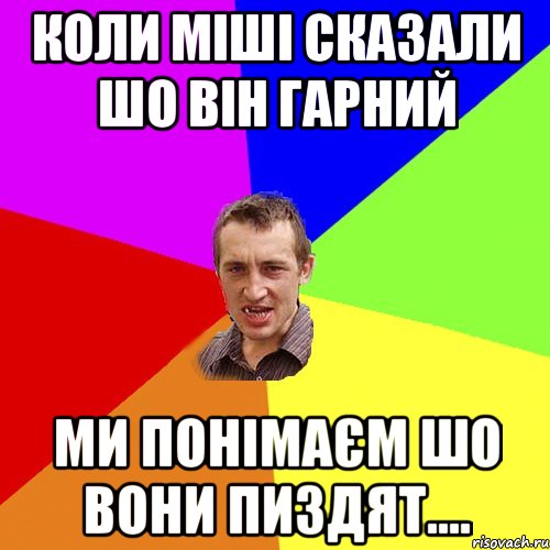 коли міші сказали шо він гарний ми понімаєм шо вони пиздят...., Мем Чоткий паца