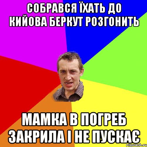 собрався їхать до кийова беркут розгонить мамка в погреб закрила і не пускає, Мем Чоткий паца