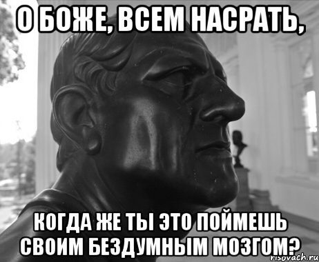 О БОЖЕ, ВСЕМ НАСРАТЬ, КОГДА ЖЕ ТЫ ЭТО ПОЙМЕШЬ СВОИМ БЕЗДУМНЫМ МОЗГОМ?