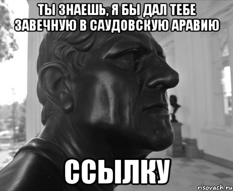 ТЫ ЗНАЕШЬ, Я БЫ ДАЛ ТЕБЕ ЗАВЕЧНУЮ В САУДОВСКУЮ АРАВИЮ ССЫЛКУ
