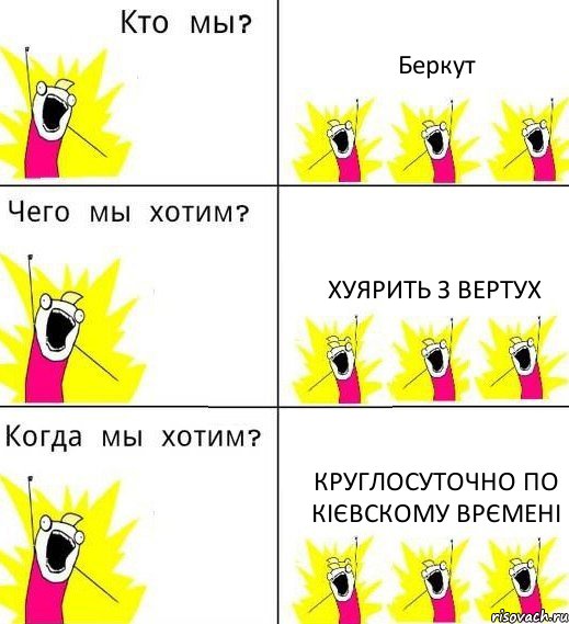 Беркут хуярить з вертух круглосуточно по кієвскому врємені, Комикс Что мы хотим