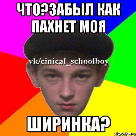 что?забыл как пахнет моя ширинка?