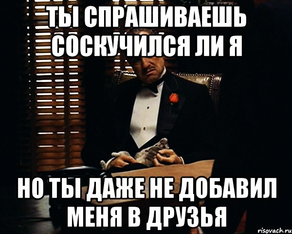 ты спрашиваешь соскучился ли я но ты даже не добавил меня в друзья, Мем Дон Вито Корлеоне