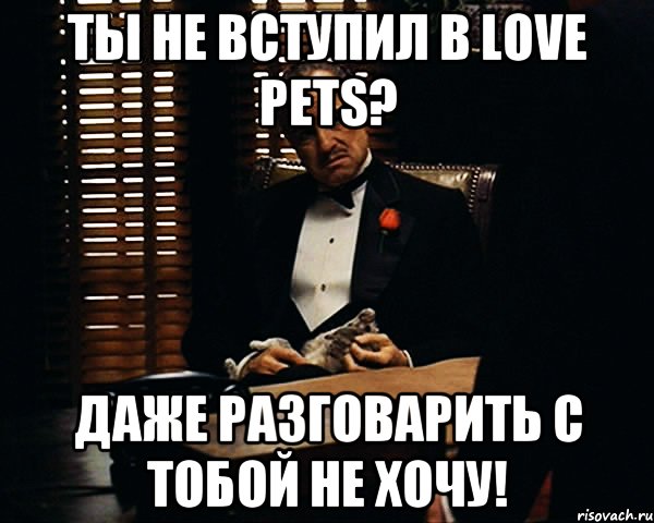 Ты не вступил в LOVE PETS? Даже разговарить с тобой не хочу!, Мем Дон Вито Корлеоне