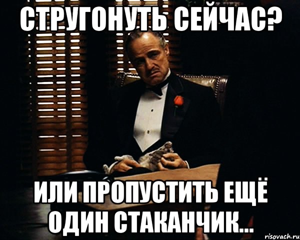 стругонуть сейчас? или пропустить ещё один стаканчик..., Мем Дон Вито Корлеоне