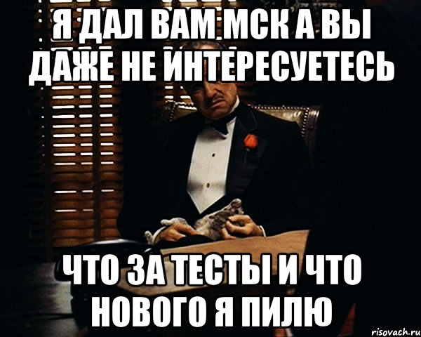 Я дал вам МСК а вы даже не интересуетесь что за тесты и что нового я пилю, Мем Дон Вито Корлеоне