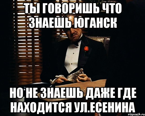 ты говоришь что знаешь юганск но не знаешь даже где находится ул.Есенина, Мем Дон Вито Корлеоне