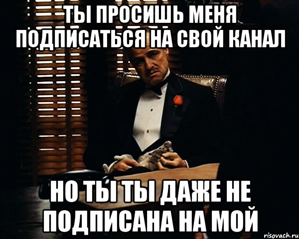 ты просишь меня подписаться на свой канал но ты ты даже не подписана на мой, Мем Дон Вито Корлеоне