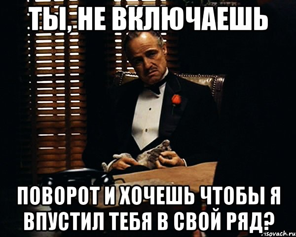 Ты, не включаешь поворот и хочешь чтобы я впустил тебя в свой ряд?, Мем Дон Вито Корлеоне