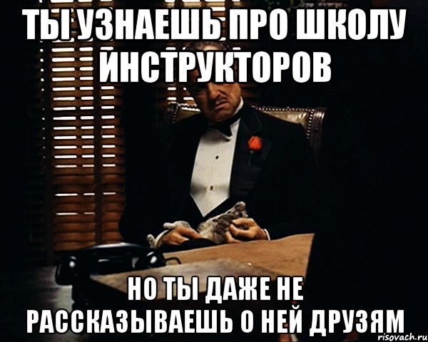 ты узнаешь про школу инструкторов но ты даже не рассказываешь о ней друзям, Мем Дон Вито Корлеоне