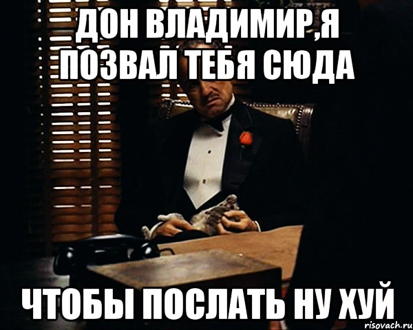 ДОН ВЛАДИМИР,Я ПОЗВАЛ ТЕБЯ СЮДА ЧТОБЫ ПОСЛАТЬ НУ ХУЙ, Мем Дон Вито Корлеоне