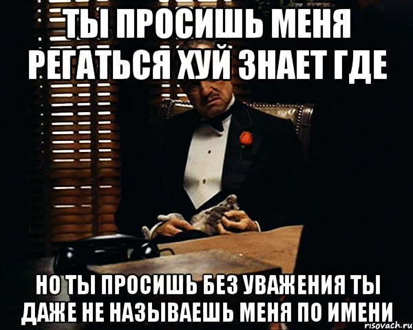 Ты просишь меня регаться хуй знает где но ты просишь без уважения ты даже не называешь меня по имени, Мем Дон Вито Корлеоне