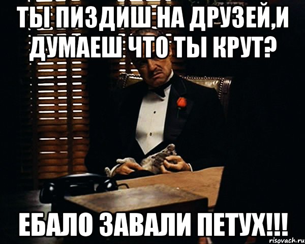 ты пиздиш на друзей,и думаеш что ты крут? ебало завали петух!!!, Мем Дон Вито Корлеоне