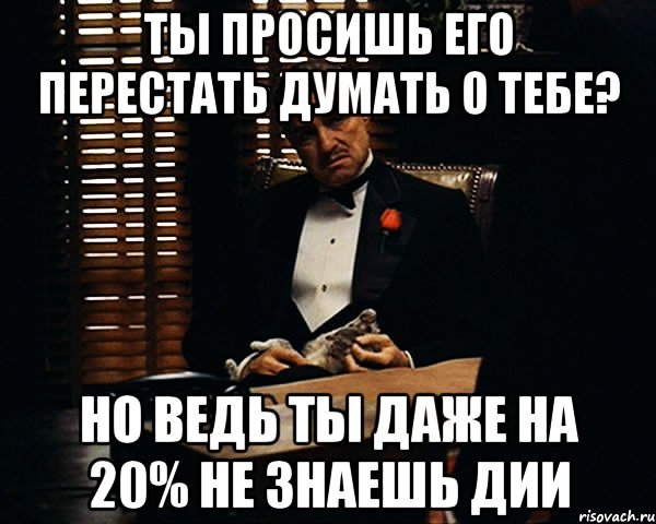 Ты просишь его перестать думать о тебе? Но ведь ты даже на 20% не знаешь Дии, Мем Дон Вито Корлеоне