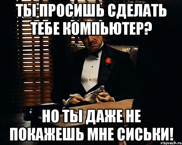 Ты просишь сделать тебе компьютер? Но ты даже не покажешь мне сиськи!, Мем Дон Вито Корлеоне