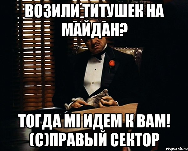 Возили титушек на майдан? Тогда мі идем к Вам! (с)Правый сектор, Мем Дон Вито Корлеоне