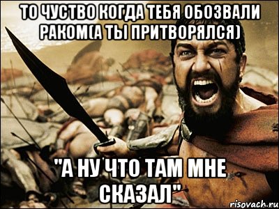 то чуство когда тебя обозвали раком(а ты прИтворялся) "А ну что там мне сказал", Мем Это Спарта