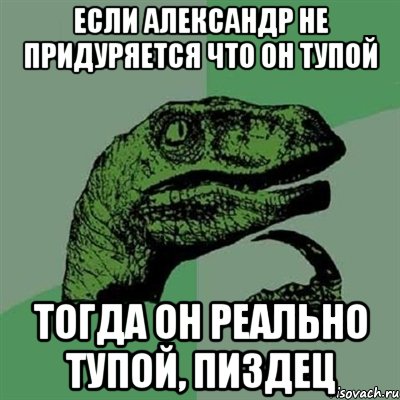 Если Александр не придуряется что он тупой Тогда он реально тупой, пиздец, Мем Филосораптор