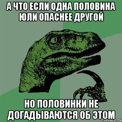 а что если одна половина юли опаснее другой но половинки не догадываются об этом, Мем Филосораптор