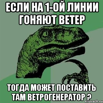 Если на 1-ой линии гоняют ветер тогда может поставить там Ветрогенератор ?, Мем Филосораптор