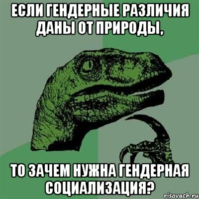 если гендерные различия даны от природы, то зачем нужна гендерная социализация?, Мем Филосораптор