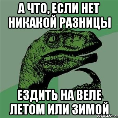 А что, если нет никакой разницы ездить на веле летом или зимой, Мем Филосораптор