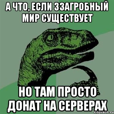 А что, если ззагробный мир существует Но там просто донат на серверах, Мем Филосораптор