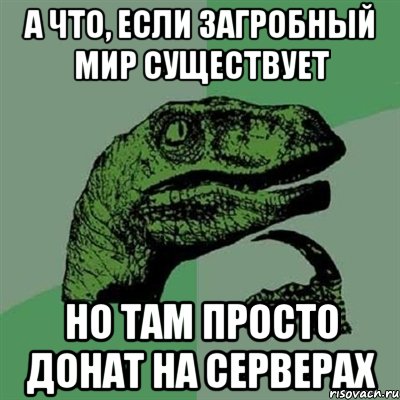 А что, если загробный мир существует Но там просто донат на серверах, Мем Филосораптор