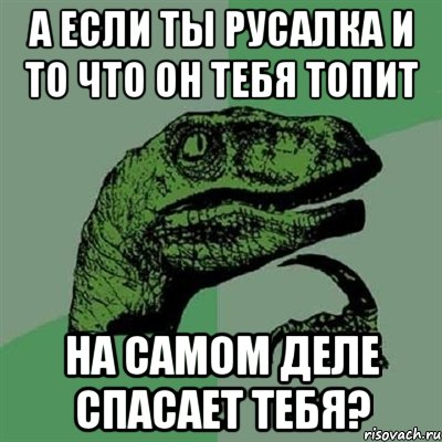 а если ты русалка и то что он тебя топит на самом деле спасает тебя?, Мем Филосораптор