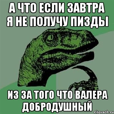 А что если завтра я не получу пизды из за того что валера добродушный, Мем Филосораптор