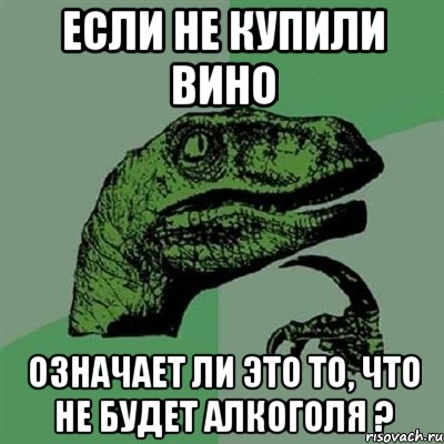 ЕСЛИ НЕ КУПИЛИ ВИНО ОЗНАЧАЕТ ЛИ ЭТО ТО, ЧТО НЕ БУДЕТ АЛКОГОЛЯ ?, Мем Филосораптор