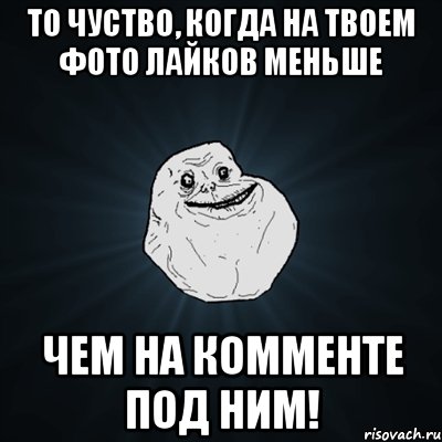 То чуство, когда на твоем фото лайков меньше чем на комменте под ним!, Мем Forever Alone