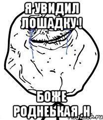 Я увидил лошадку ! Боже роднеькая .н, Мем Forever Alone