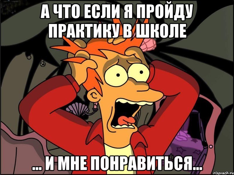 А что если я пройду практику в школе ... и мне понравиться..., Мем Фрай в панике