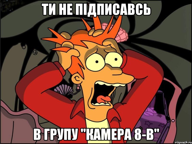 ти не підписавсь в групу "камера 8-В", Мем Фрай в панике