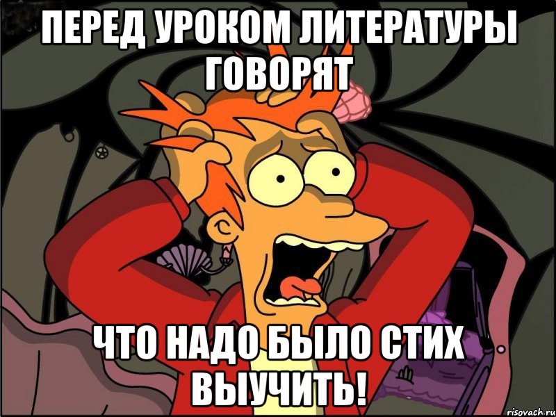 Перед уроком литературы говорят что надо было стих выучить!, Мем Фрай в панике