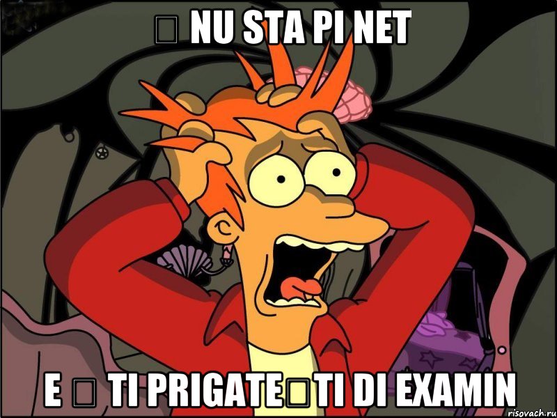 ș nu sta pi net e ș ti prigatești di examin, Мем Фрай в панике