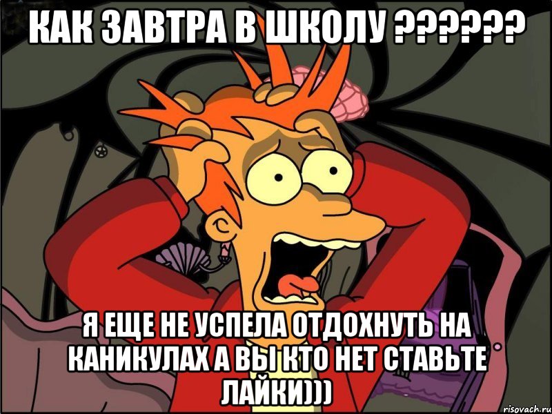 Как завтра в школу ?????? Я еще не успела отдохнуть на каникулах а вы кто нет ставьте лайки))), Мем Фрай в панике