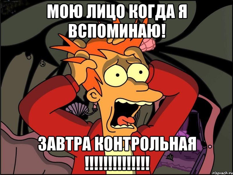 Мою лицо когда я вспоминаю! Завтра Контрольная !!!!!!!!!!!!!!, Мем Фрай в панике