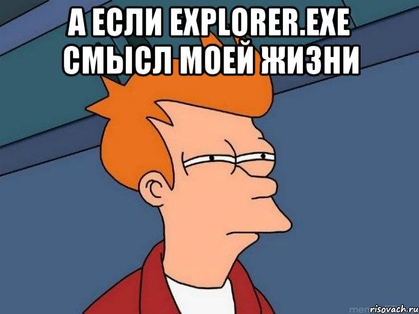 а если explorer.exe смысл моей жизни , Мем  Фрай (мне кажется или)