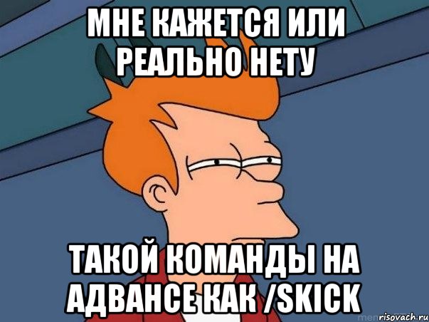 Мне кажется или реально нету такой команды на АДВАНсе как /skick, Мем  Фрай (мне кажется или)